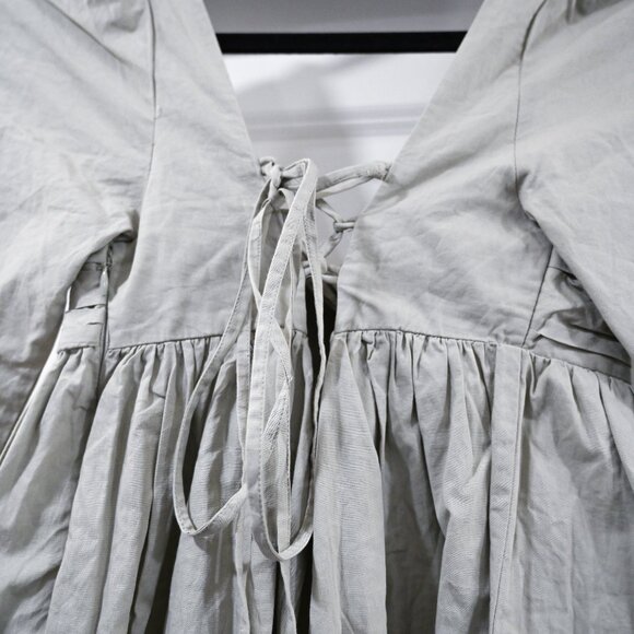 Anthropologie Forever that Girl XS Petite Sage Ruched Cross Cross Mini Dress - Picture 7 of 10